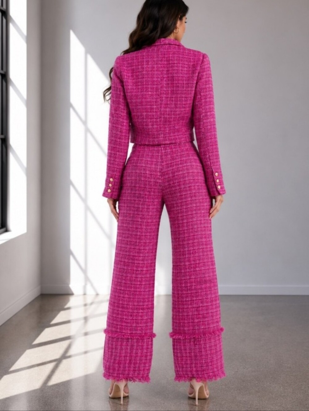 NWT BOUTIQUE | Pink Power Tweed Pant Set - Picture 2 of 8